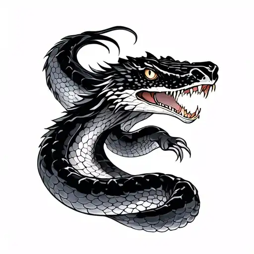 japanese style viper tattoo design idea