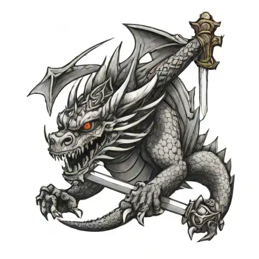 Filipino dragon with sword  tattoo design idea