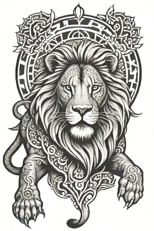 Lion roaring mandala style tattoo featuring tattoo design idea