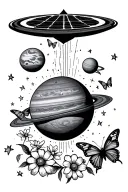 solar system with stars and planets butterflies and flowers tattoo design idea