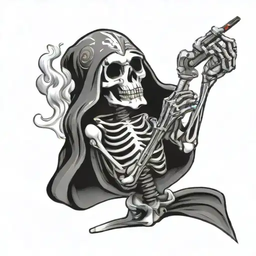star wars inspired skeleton smoking a cigarette tattoo design idea