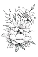 peony and lily flowers intertwined tattoo design idea