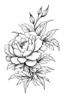 peony and lily flowers intertwined tattoo design idea