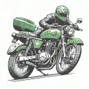 green ninja 400 motorbike and brown ford escort mk1 car tattoo tattoo design idea