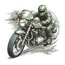 green ninja 400 motorbike and brown ford escort mk1 car tattoo tattoo design idea