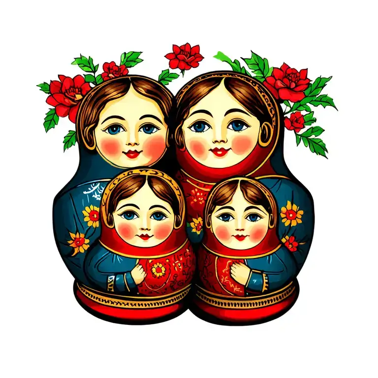 Russian nesting doll representing 3 sons tattoo design idea