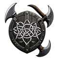"01/06/2001" viking shield, axes, celtic knots tattoo design idea