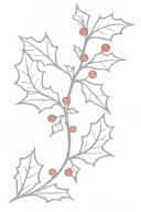 Holly berry branch tattoo design idea