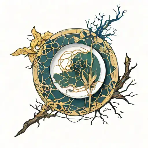 kintsugi plate tattoo design idea