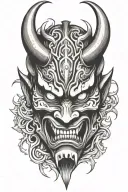oni demon mask broken tattoo design idea