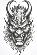 oni demon mask broken tattoo design idea