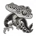 Crested gecko and leopard gecko intertwined with one another tattoo design idea