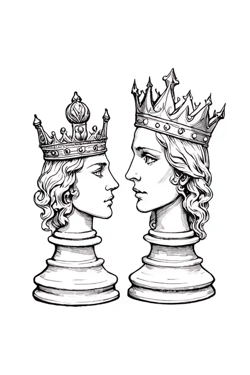Goth love King and Queen chess pieces  tattoo design idea