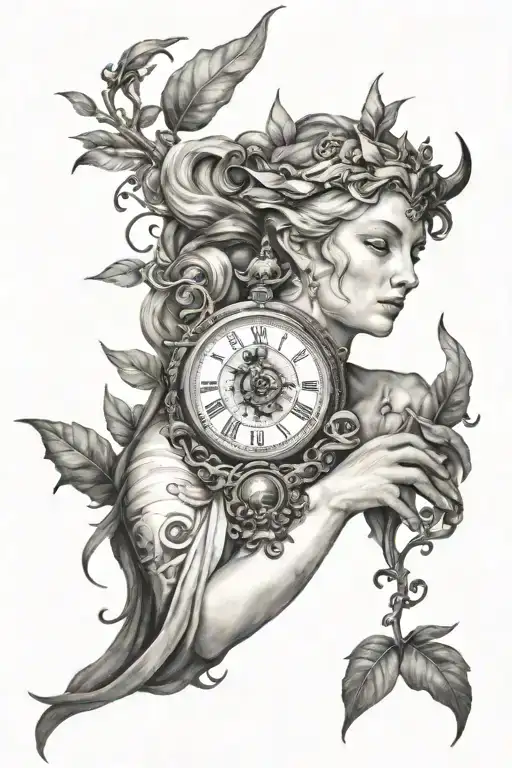 goddess of time tattoo design idea