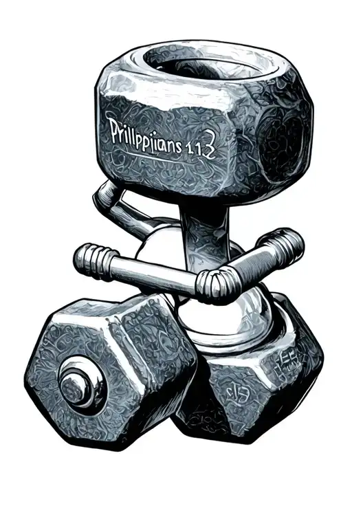 Philippians 4 13 in a dumbbell tattoo design idea