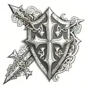 armor and shield templar cross tattoo design idea