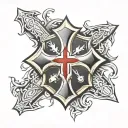 armor and shield templar cross tattoo design idea