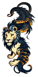 scorpio capricorn and a lion tattoo design idea