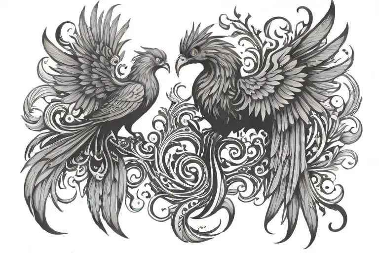 phoenix and semicolon incorporated tattoo design idea