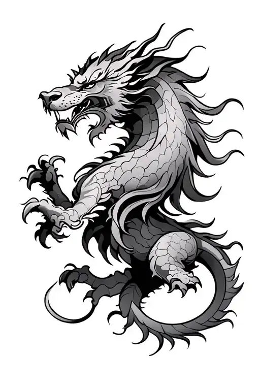 half dragon half lion shin tattoo design inspired tattoo design idea