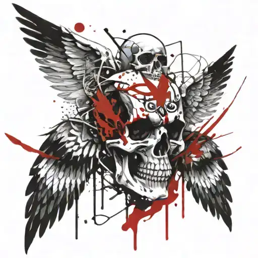 skull wings freedom tattoo design idea