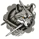 wolf with katana sword tattoo design idea