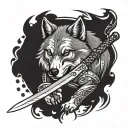 wolf with katana sword tattoo design idea