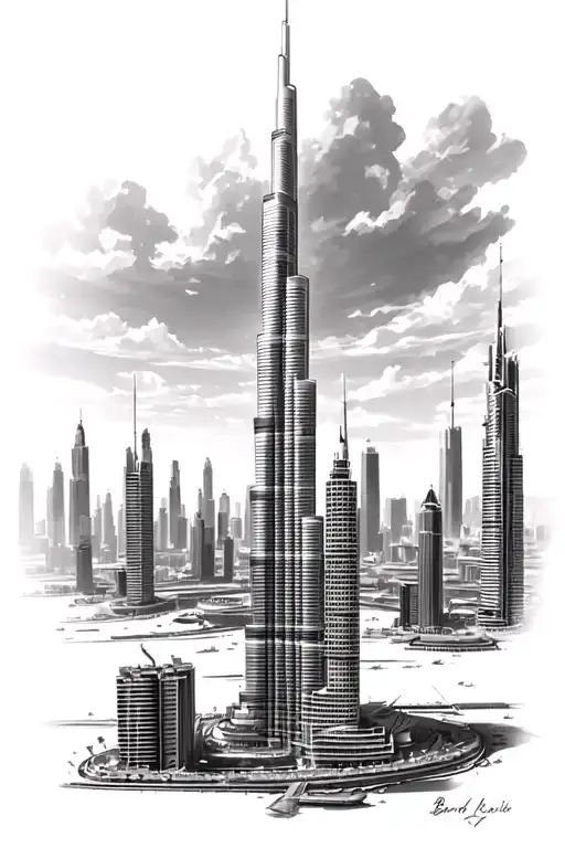 burj khalifa tattoo design idea
