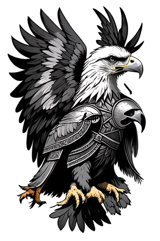 Albanian eagle with spartan warrior tattoo design idea