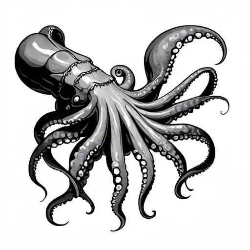 giant squid wrapped tattoo design idea