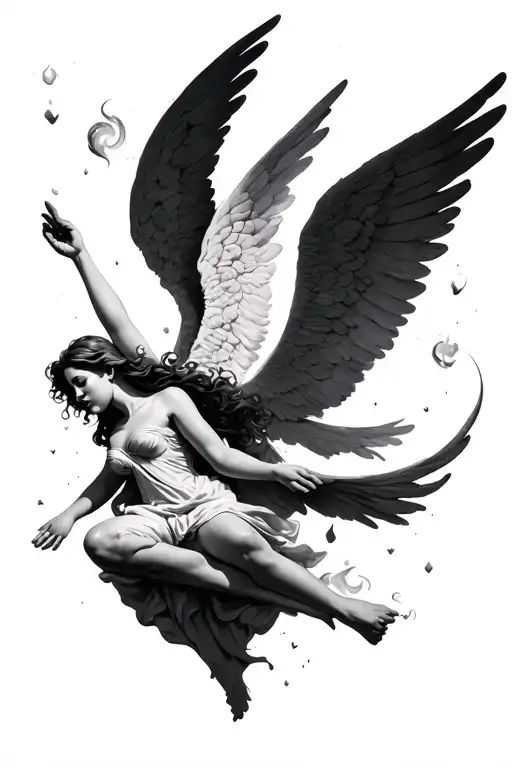 angel falling tattoo design idea