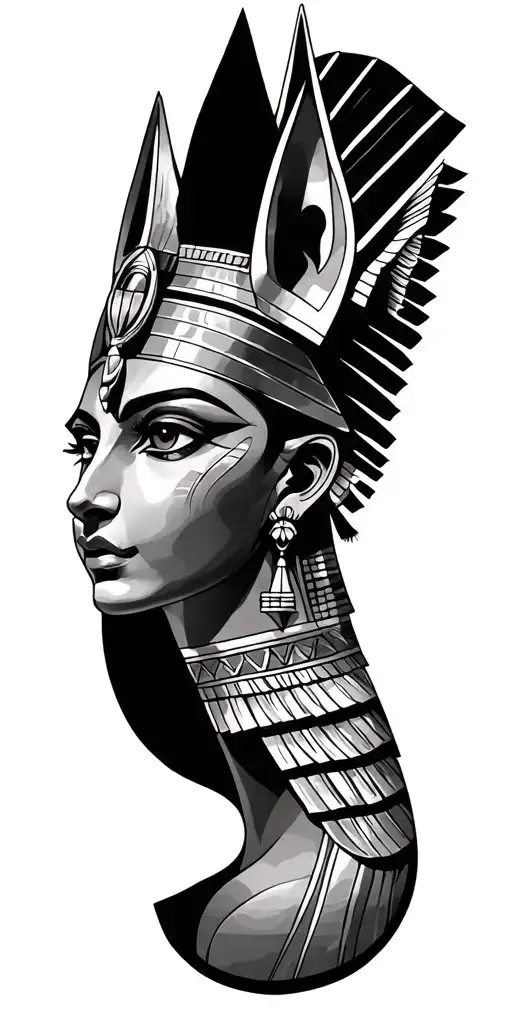 All Seeing Eye + Anubis + Cleopatra tattoo design idea