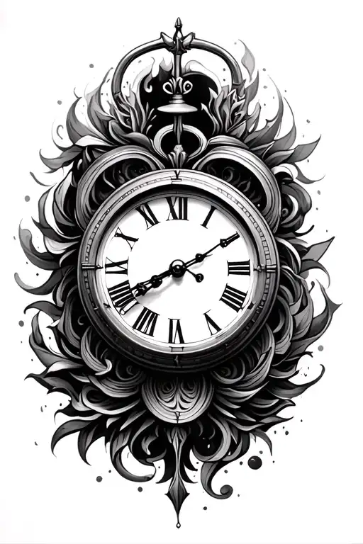 analog clock 5:27 tattoo design idea