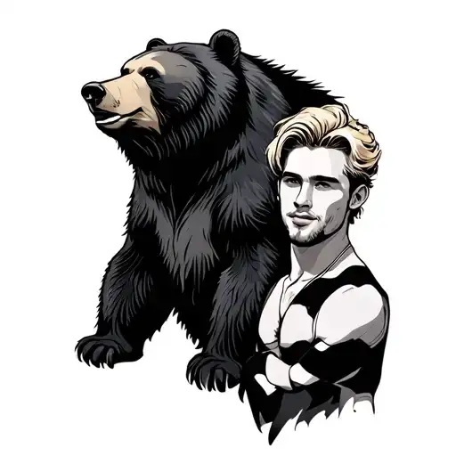 gay bear and blonde guy tattoo design idea