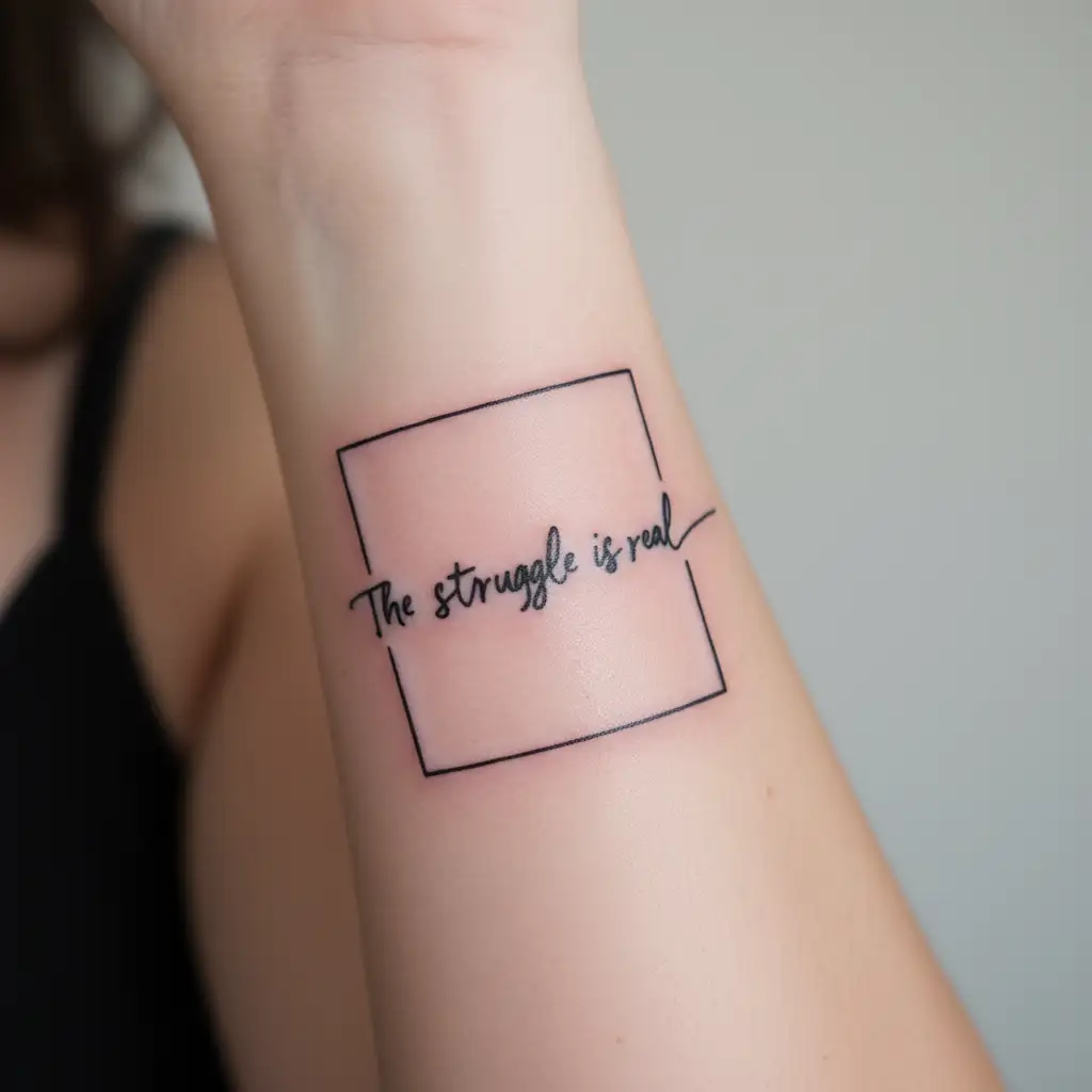 "The struggle is real" words written tattoo design idea