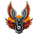 motorcycle wheel wings tattoo design idea