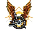 motorcycle wheel wings tattoo design idea
