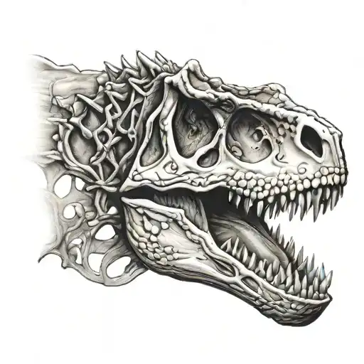 t-rex skull tattoo design idea