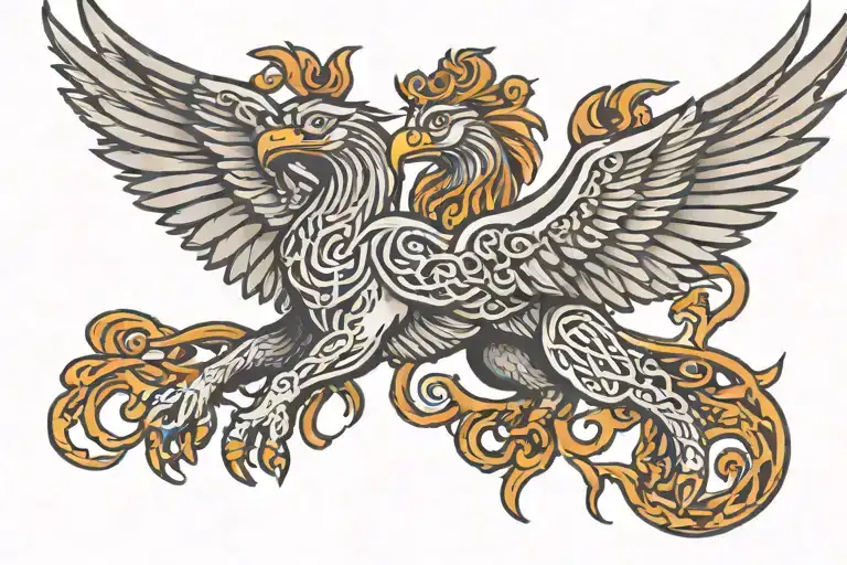 celtic griffin soaring tattoo design idea