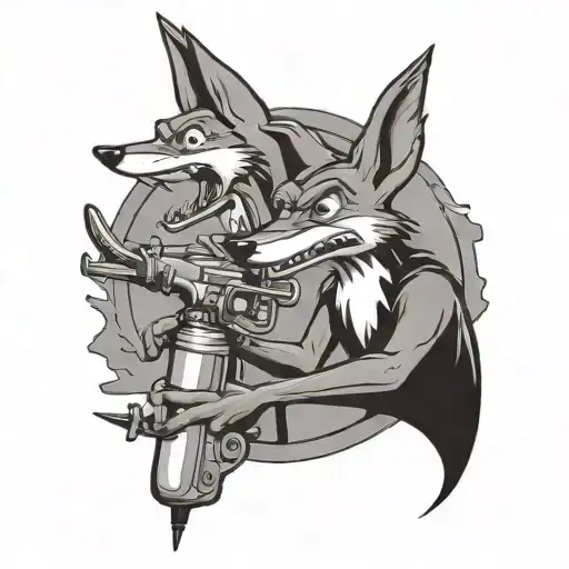 wile e coyote welding tattoo design idea