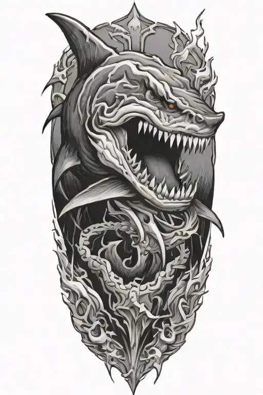 demon shark tattoo design idea