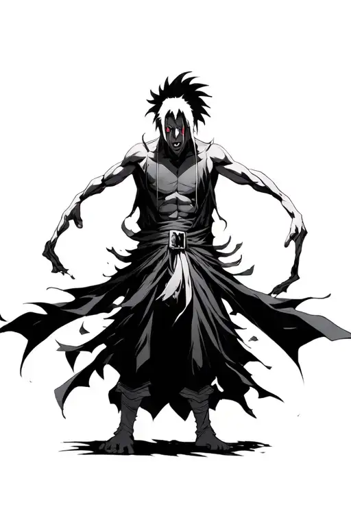 obito uchiha rampaging crying like Lucifer with the same pose as in the painting by Alexander  tattoo design idea