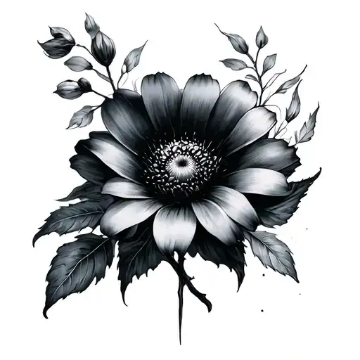 As Above So Below alexandra abad flower in black tattoo design idea