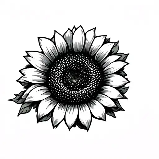 "Goodbye" Sunflower Black and White tattoo design idea