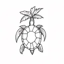turtle and flower and palm tree tattoo design idea