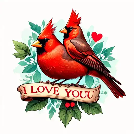 I love you sign language with a cardinal perched tattoo design idea