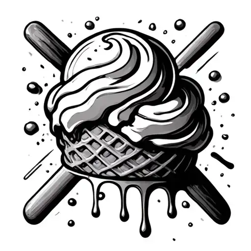 ice cream cone melting tattoo design idea