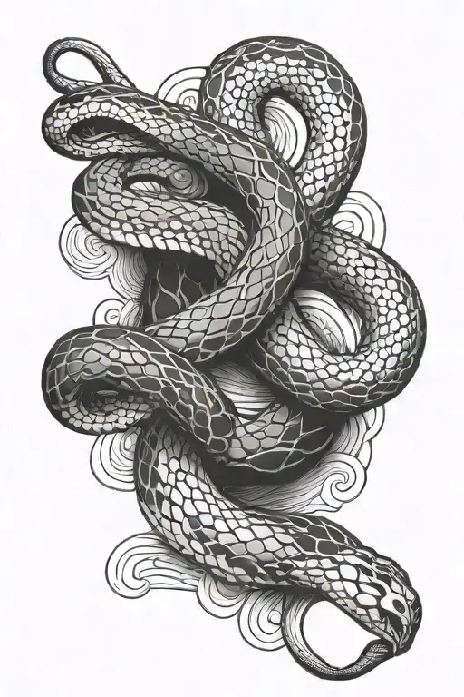 snake wrapped length wise tattoo design idea