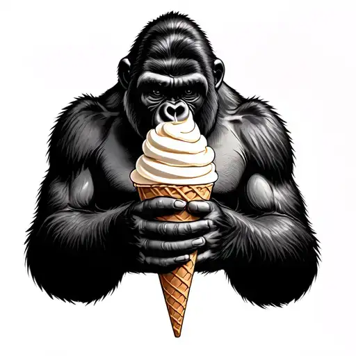 gorilla holding an ice cream cone ice cream tattoo design idea