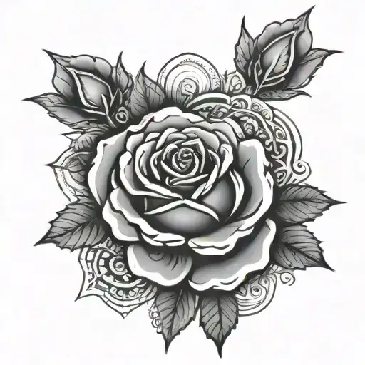 roses with mandalas and cross back tattoo tattoo design idea